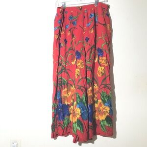 Vintage Bedford fair lifestyles pants L 1X 2X red floral wide leg palazzo